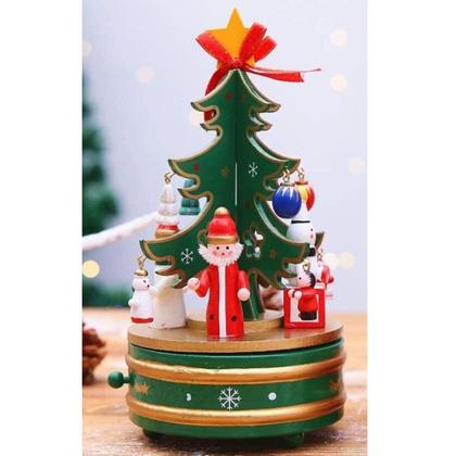 Imagem de Arvore Caixa de Musica Natal Natalino Caixinha Giratoria Decoraçao Enfeite Papai Noel Boneco de Neve Festa Fim de Ano Mesa Estante Casa Trabalho Confr