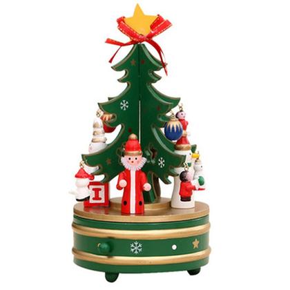 Imagem de Arvore Caixa de Musica Natal Natalino Caixinha Giratoria Decoraçao Enfeite Papai Noel Boneco de Neve Festa Fim de Ano Mesa Estante Casa Trabalho Confr