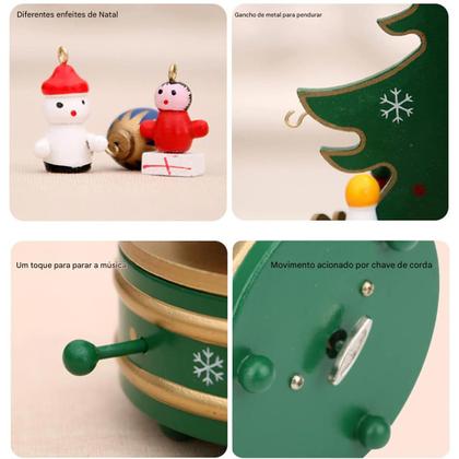 Imagem de Arvore Caixa de Musica Natal Natalino Caixinha Giratoria Decoraçao Enfeite Papai Noel Boneco de Neve Festa Fim de Ano Mesa Estante Casa Trabalho Confr