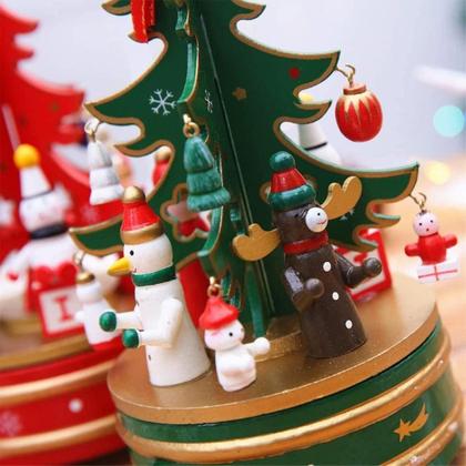 Imagem de Arvore Caixa de Musica Natal Natalino Caixinha Giratoria Decoraçao Enfeite Papai Noel Boneco de Neve Festa Fim de Ano Mesa Estante Casa Trabalho Confr