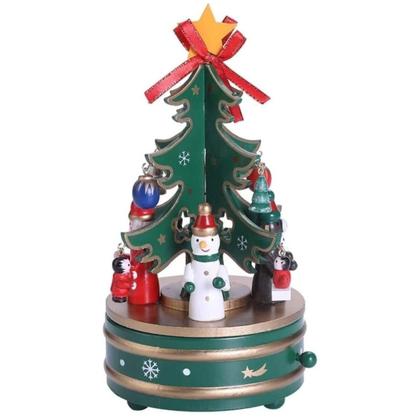Imagem de Arvore Caixa de Musica Natal Natalino Caixinha Giratoria Decoraçao Enfeite Papai Noel Boneco de Neve Festa Fim de Ano Mesa Estante Casa Trabalho Confr