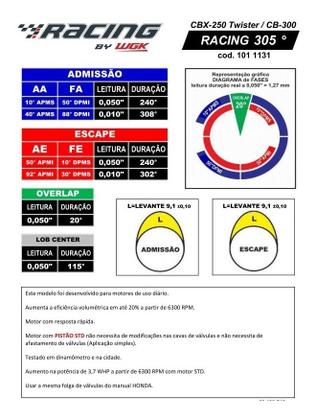 Imagem de Arvore Comando Comp CBX250 XR250 CB300 XRE300 305 (9.1mm) - WGK RACING