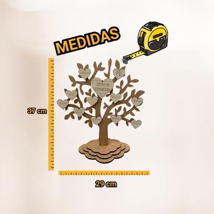 Imagem de Árvore da Vida com Palavras Religiosas Kit 20 Unidades Mdf Madeira