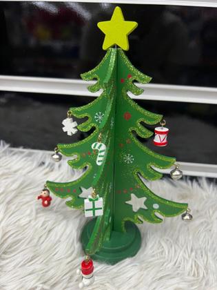 Imagem de Árvore De Madeira Enfeite De Mesa Para Presente Natal Altura 18cm