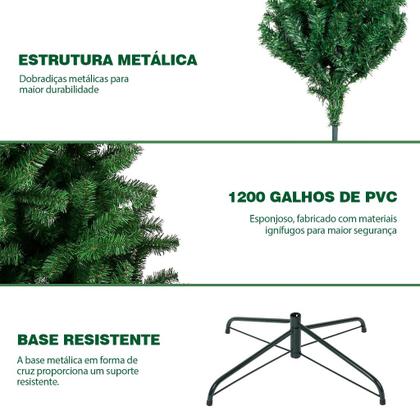 Imagem de Árvore de Natal 240 cm 2000 Galhos Super Cheia Grande Luxo Decoração de Natal Pinheiro Verde