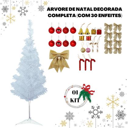 Imagem de Árvore de Natal Branca Decorada (60 cm + 30 enfeites)