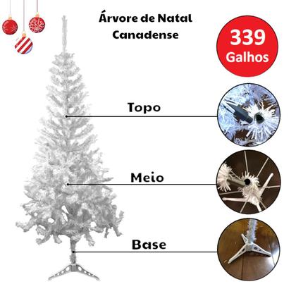 Imagem de Árvore De Natal Canadense Branco 1,80m Pinheiro 339 Galhos