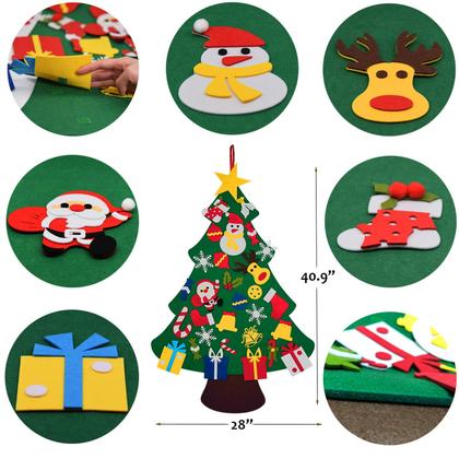 Imagem de Árvore de Natal de feltro Fayoo DIY com 30 enfeites para crianças de 104 cm