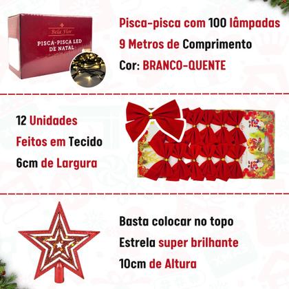 Imagem de Arvore de Natal Decorada Pinheiro + Pisca Pisca e Enfeites 220V