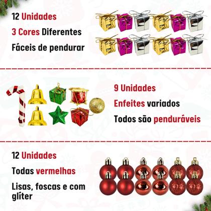 Imagem de Arvore de Natal Decorada Pinheiro + Pisca Pisca e Enfeites 220V