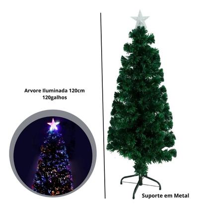 Imagem de Árvore De Natal Fibra Ótica Led Colorido Com Estrela 1,20m