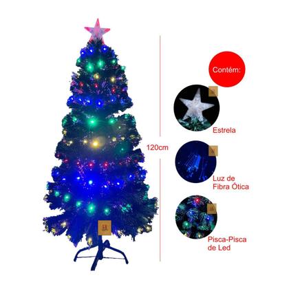 Imagem de Árvore de Natal LED Fibra Ótica Colorida 120Cm Luzes Bivolt