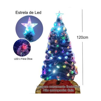 Imagem de Árvore de Natal LED Fibra Ótica Nevada 120Cm Luzes Colorida