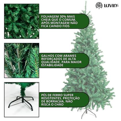 Imagem de Árvore De Natal Pinheiro Grande Luxo Cheia Premium 2.10m 1200 Galhos Verde Tradicional