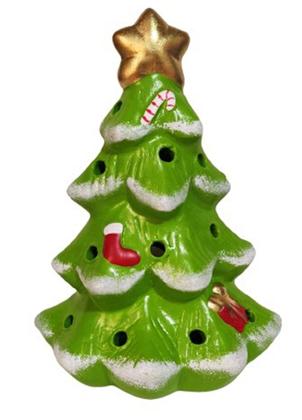 Imagem de Arvore de Natal Porta Vela Pequena Verde Claro de Ceramica - Decore Casa