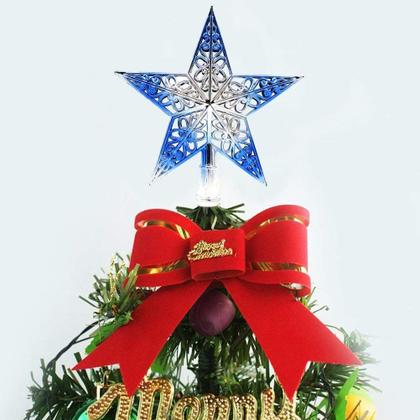 Imagem de Árvore de Natal Star Topper Soochat azul prateado brilhante