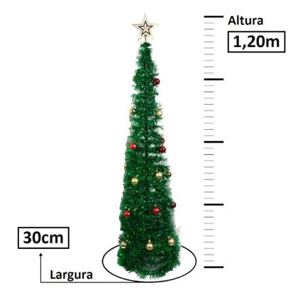 Imagem de Árvore Natal Dobrável Decoração Com Enfeite Bolinhas 1,20m