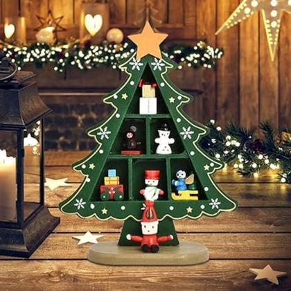 Imagem de Arvore Natal Madeira Natalina Decoraçao Papai Noel Boneco De Neve Enfeite Ornamentaçao Mesa Estante Loja Casa Comercio