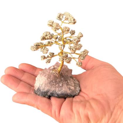 Imagem de Árvore Pedra Pirita, Base Drusa Ametista - Prosperidade