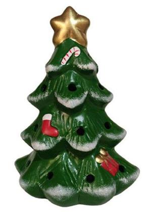 Imagem de Arvore Porta Vela de Natal e Papai Noel Pequeno Ceramica - Decore Casa