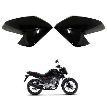 Imagem de Asa Aba Lateral Aleta Tanque Honda Cg Fan 160 Preto Brilho 2016 2017 2018 2019 2020 2021