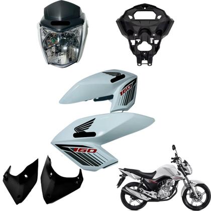 Asa (aba) Tanque Cg Fan 160 2016 até 2021 + Farol Completo Paralama Dianteiro - Sportive Imagem de Asa (aba) Tanque Cg Fan 160 2016 até 2021 + Farol Completo Paralama Dianteiro