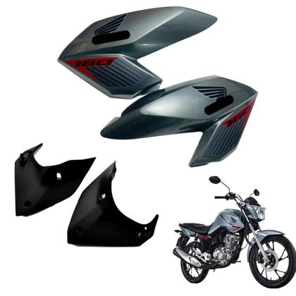 Imagem de Asa (Aba) Tanque Cg Fan 160 2016 até 2021 + Rabeta Tubarão Traseira 3 peças