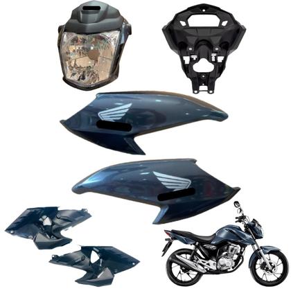 Imagem de Asa (aba) Tanque Cg Fan 160 2022 / 2024 + Tampa Lateral Farol Completo Paralama Dianteiro