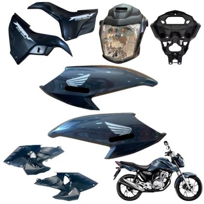 Imagem de Asa (Aba) Tanque Cg Fan 160 2022 / 2024 + Tampa Lateral Farol Completo Rabeta Traseira