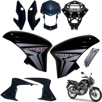 Imagem de Asa (aba) Tanque Cg Titan 150 Modelo 2014 / 2015 + Farol Completo Com Aranha Paralama Dianteiro Rabeta Traseira 3 Peças