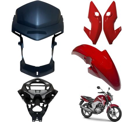 Imagem de Asa (aba) Tanque Cg Titan 150 Modelo 2014 / 2015 + Farol Completo Com Aranha Paralama Dianteiro Rabeta Traseira 3 Peças