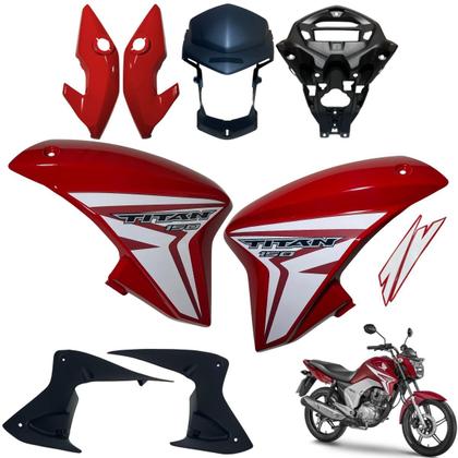 Imagem de Asa (aba) Tanque Cg Titan 150 Modelo 2014 / 2015 + Farol Completo Com Aranha Paralama Dianteiro Rabeta Traseira 3 Peças