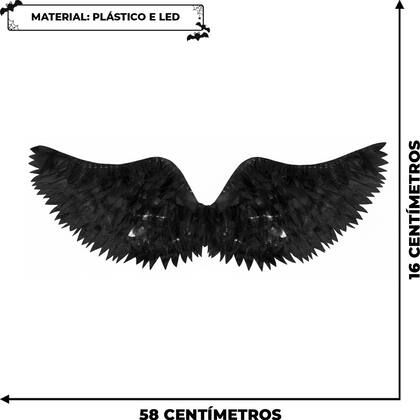 Imagem de Asa De Anjo Preta Branca ou Vermelha Infantil e Juvenil Feminina Com LED Festa Fantasia Halloween Carnaval