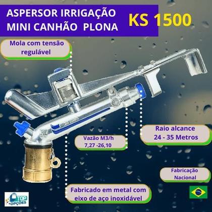 Imagem de Aspersor Irrigacao Mini Canhao Plona Ks 1500 2 - 35 Metros