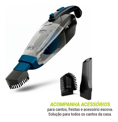 Imagem de Aspirador de Pó 2 em 1 Philco PAS56 Sem Fio Vertical e Portátil Bivolt Automático 200W Filtro Hepa Reservatório 1L Turbo Brush Led Cinza Azul