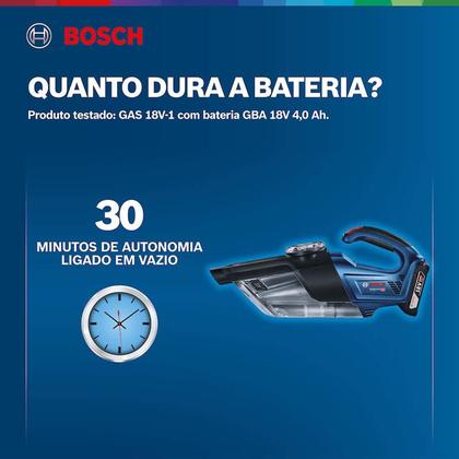 Imagem de Aspirador de pó c/ reservatório 0,7l a bateria 18v gas 18v-1 - bosch