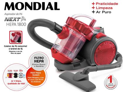 Aspirador de Pó Mondial 1500W com Filtro HEPA - Next Hepa 1800 AP