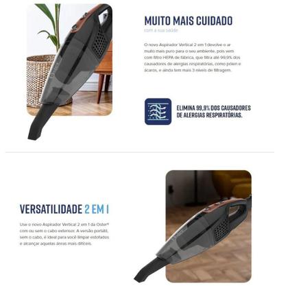 Imagem de Aspirador de Pó Oster OASP601 2 em 1 Vertical e Portátil 600W Com Filtro Hepa