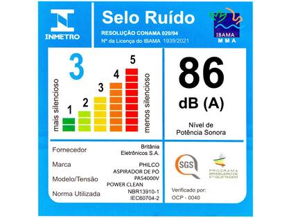 Imagem de Aspirador De Pó Pas4000v Power Clean Vertical Philco 220v