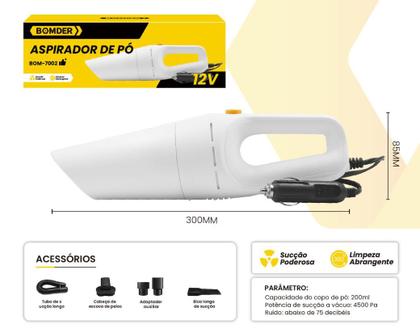 Imagem de Aspirador De Pó Portátil De Mão 5 Em 1 Automotivo 12V Para Carro 120W Potente Multifuncional