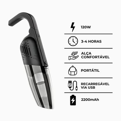 Imagem de Aspirador de Pó Sem Fio Portátil Para Carros e Casa