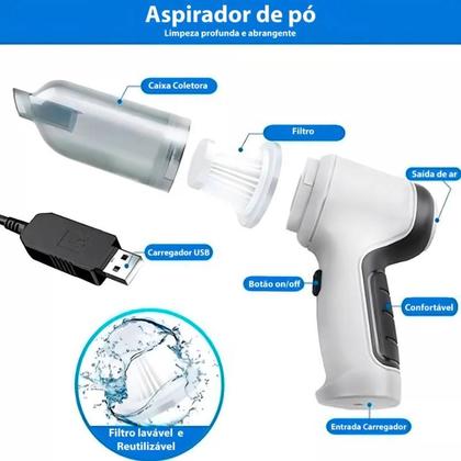 Imagem de Aspirador De Pó Sem Fio Portátil Recarregável Forte Sucção 127/220v