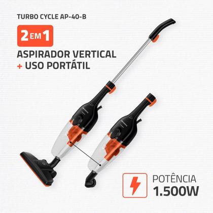 Imagem de Aspirador de Pó Turbo Cycle  Mondial  Preto/Laranja  1500W- AP-40-B