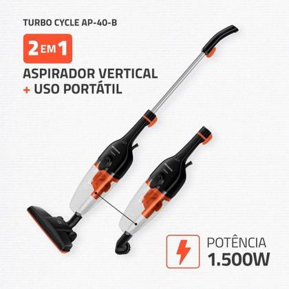 Imagem de Aspirador De Pó Turbo Cycle Mondial Preto/laranja 60hz 1500W Ap-40-b 127V