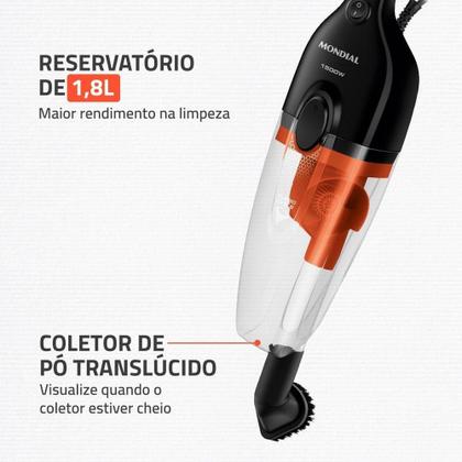 Imagem de Aspirador De Pó Turbo Cycle Mondial Preto/laranja 60hz 1500W Ap-40-b 127V