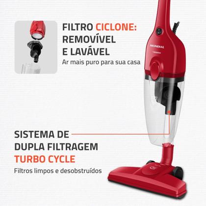 Imagem de Aspirador de Pó Turbo Cycle  Mondial  Vermelho/Preto  1500W- AP-40-R