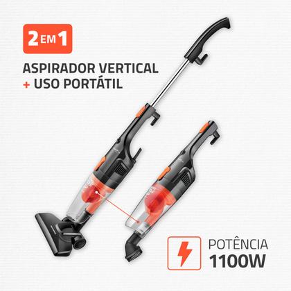 Imagem de Aspirador de Pó Vertical 2 em 1 Mondial Turbo Cycle Preto e Laranja 1100W AP-35