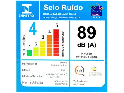 Imagem de Aspirador de Pó Vertical 2 em 1 Philco PAS1600P 1550W Preto 220v