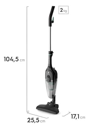 Imagem de Aspirador de Pó Vertical com fio portátil de mão 2 em 1 com 1.100W de Potencia Cabo 5m capacidade 1,2L filtro HEPA Electrolux STK12 preto