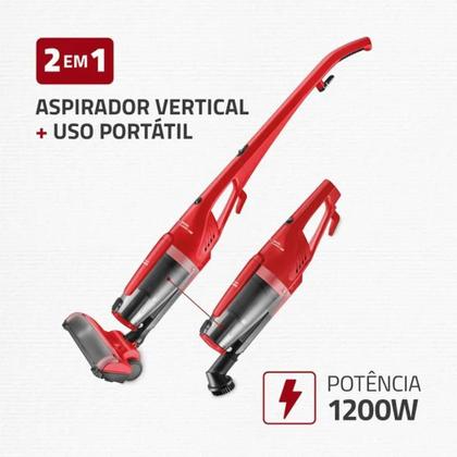 Imagem de Aspirador de Pó Vertical e Portátil Mondial Brush Carpet 1200W Vermelho 127V - AP-25